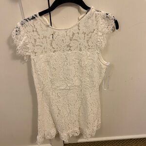 Lulu’s Sleeveless White Lace Mini Dress